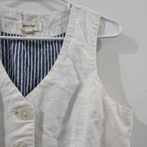 Anthropologie Porridge Womens Linen Vest Size Small White Coastal Cowgirl Beach - Picture 2 of 7